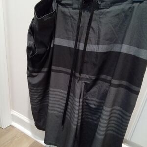 True Nation Men's Big & Tall Sz 2XLT Black & Gray Striped Board Shorts w/ Lining